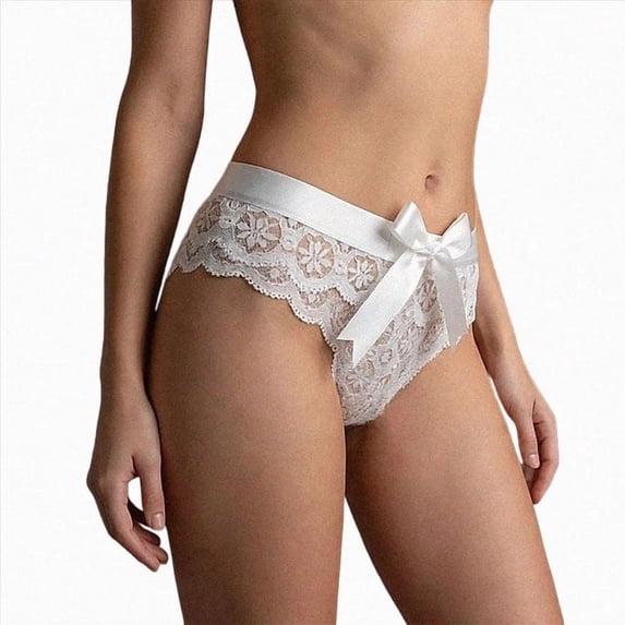 HCNTES Women's Lingerie Crotchless Panties Thong G-String Lace Underwear Clothes for Women Naughty Role Play (White,XXXL)