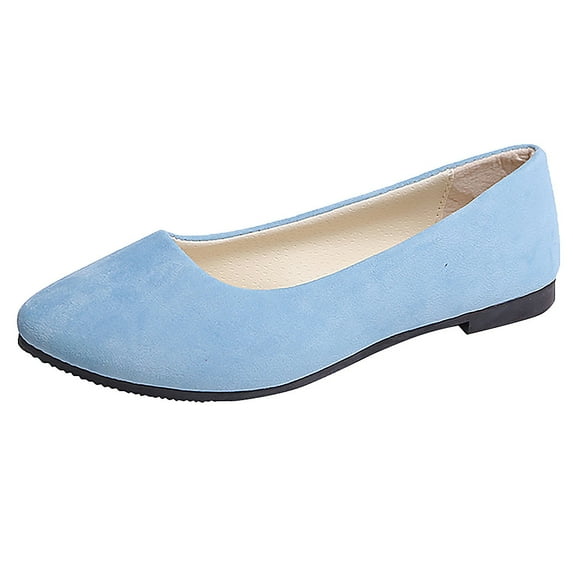 HCNTES Womenâs Low Block Heels Flats Ladies Elegant Closed Pointed Toe Flats Shoes Low Platform Office Flats Shoes(Light blue,41)