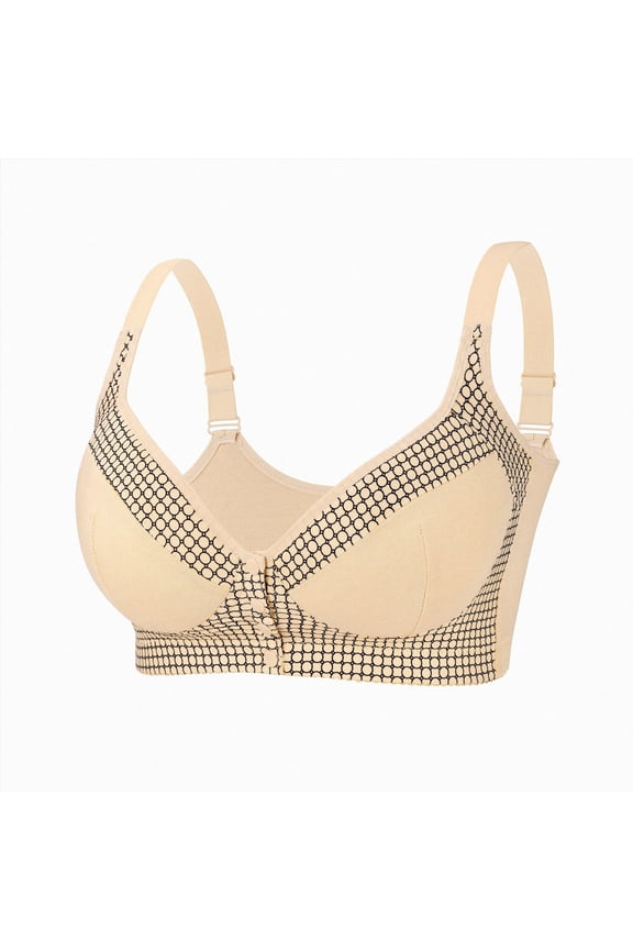 Women's Plus Size Front Closure Wireless Unlined Full Coverage T-Shirt Everyday Comfort Bra Nude 42DD (Light Yellow,48F)