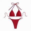 thumbnail image 1 of HCNTES Women's Ribbed Bikini Sets Scoop Neck Cheeky Swimsuit Textured Two Piece Bathing Suit(Red,XS), 1 of 4