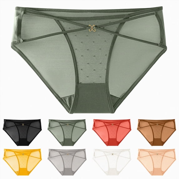 HCNTES Women's Sexy Lace Panties Cheeky Underwear Mid Rise Briefs Bow Mesh Breathable Everyday Underpants Lingerie (Black,XL)