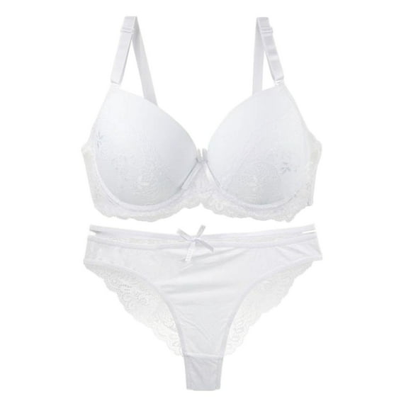 HCNTES Women's Sexy Lingerie Set - Underwire Push Up Floral Lace Bodysuit and Panty for a Sexy Statement L White