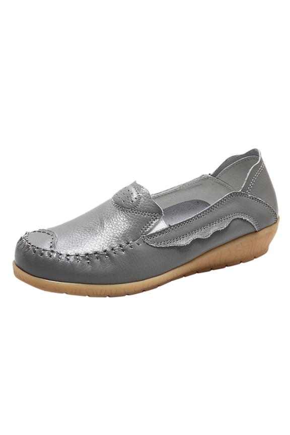 Women's Slip on Loafer Shoes - Casual Ballet Flat Nurse Walking Flats Casual Foam Shoes(Grey,42)