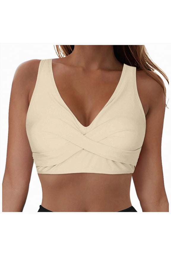 Women's Solid Triangle Bikini Top Sexy Halter String Micro Bathing Suits Tops(XL,a75-Khaki)