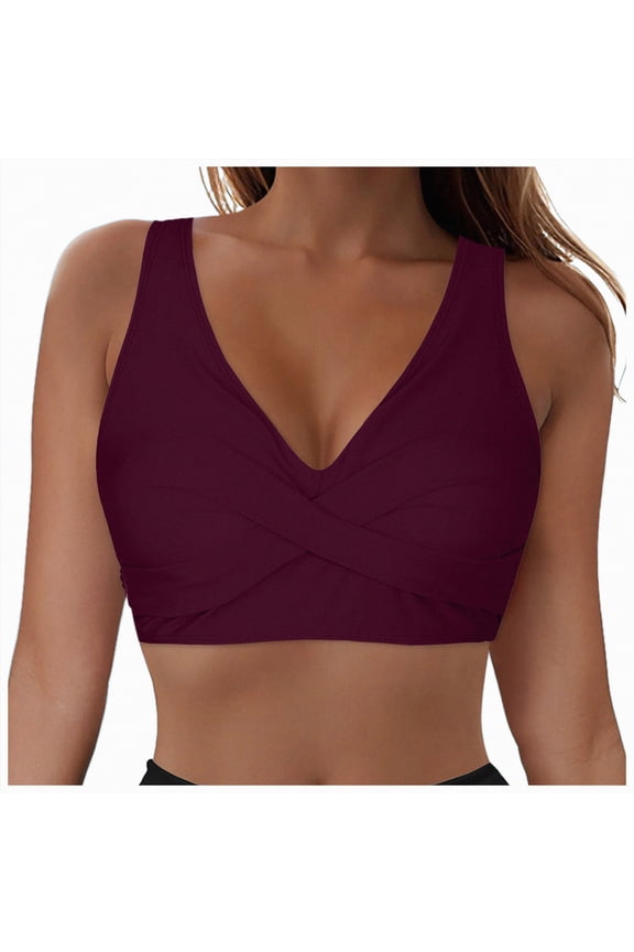 Women's Solid Triangle Bikini Top Sexy Halter String Micro Bathing Suits Tops(XL,a77-Wine)