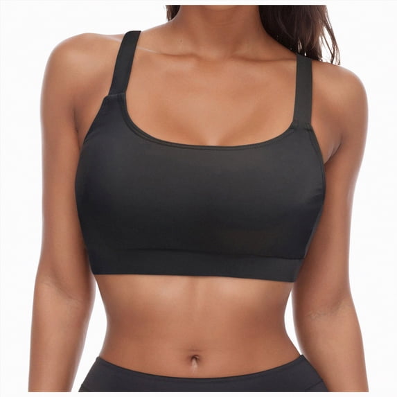 HCNTES Women's Sporty Bikini Top Only Racerback Sports Bra Swimsuit Top Medium Support Bathing Suit Tops Summer Black,L