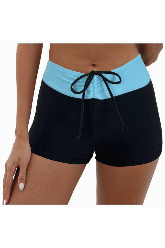 Women's Swim Shorts High Waisted Bathing Suit Bottoms Swimsuit Boy Shorts Swimwear Bikini Board Shorts(Blue,M)