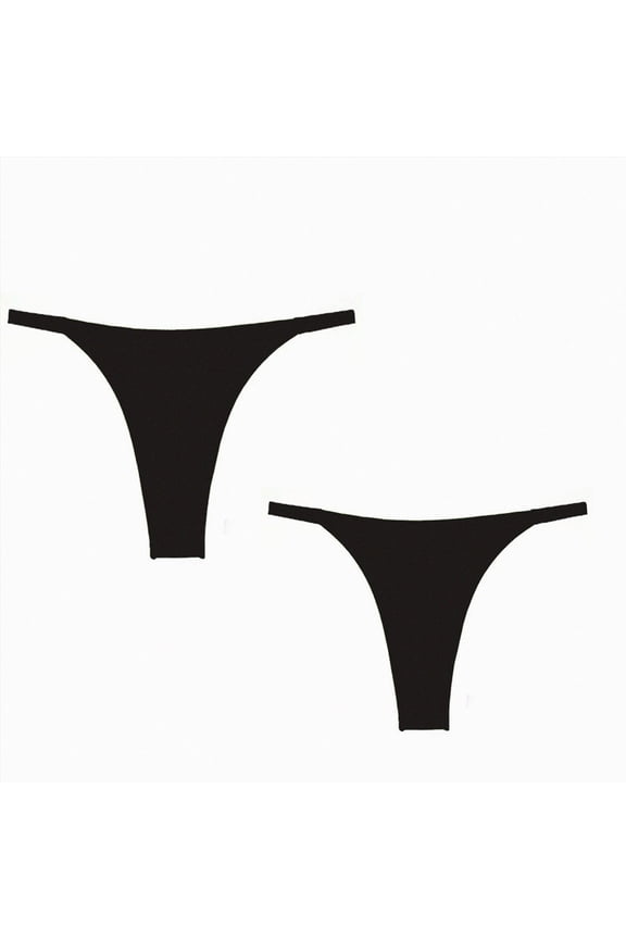 Women’s Thong Panties Printed Patterns G-String Stretch Low Rise Underwear 2 Pack (BK1,M)