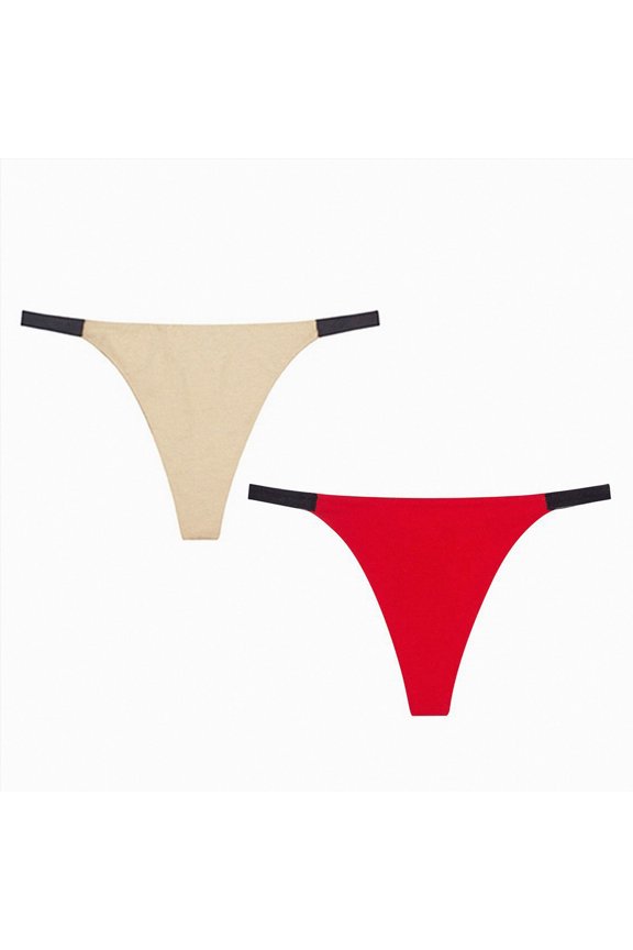 Women’s Thong Panties Printed Patterns G-String Stretch Low Rise Underwear 2 Pack (GY1,XL)