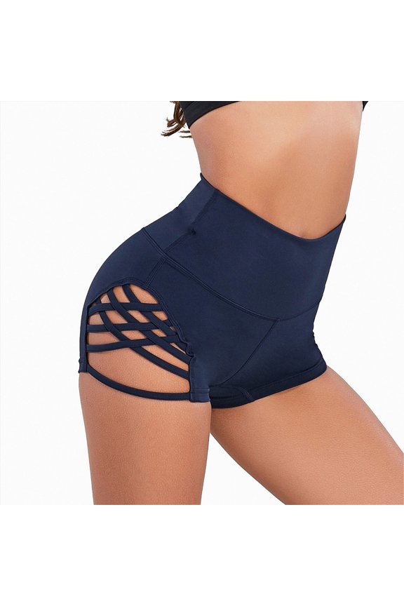 Women's Workout Athletic High Waisted Butt Lifting Bandage Sports Gym Yoga Booty Shorts (A,S)