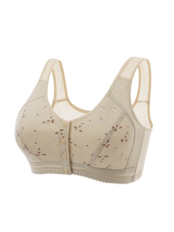 Womens Bra, Everyday Bras, Cotton Front Button Bra Convenient Snap Sleep Bra Cotton Everyday Soft Cup(White,46)