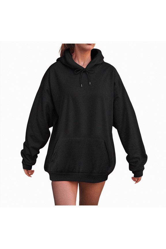 Womens Casual Hoodies Crew Neck Long Sleeve Sweatshirts with Pocket Lightweight Pullover Tops(S,C98-Black)