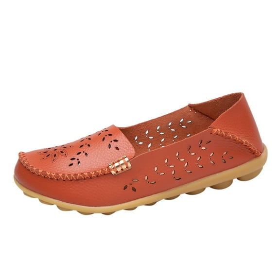HCNTES Womens Flats Casual Shoes: Slip on Flats Comfortable for Women Driving Walking Flat Shoes(Orange,37)