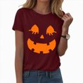 thumbnail image 1 of HCNTES Womens Funny Pumpkin Printed Shirts Halloween Short Sleeve Graphic Tees Fall T-Shirts Tops(L,A108-), 1 of 5