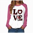 thumbnail image 1 of HCNTES Womens Girls Valentines Day Long Sleeve Love Heart Print Top Sweatshirt Spring Casual Round Neck T-Shirt Fashion Comfortable Leisure Pullover(A-Light Pink,L), 1 of 9