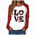 thumbnail image 1 of HCNTES Womens Girls Valentines Day Long Sleeve Love Heart Print Top Sweatshirt Spring Casual Round Neck T-Shirt Fashion Comfortable Leisure Pullover(A-Brick Red,3XL), 1 of 9