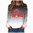 thumbnail image 1 of HCNTES Womens Girls Valentines Day Long Sleeve Love Heart Print Top T-Shirt Spring Casual Fashion Crew Neck Pullover Sweatshirt Comfortable Trendy Leisure Wear(A01-Light Gray,XL), 1 of 9