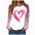 thumbnail image 1 of HCNTES Womens Girls Valentines Long Sleeve Love Heart Print T-Shirt Top Spring Casual Fashion Round Neck Sweatshirt Pullover Comfortable Leisure Wear(A-Watermelon Red,S), 1 of 9