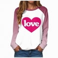 thumbnail image 1 of HCNTES Womens Girls Valentines Long Sleeve Love Heart Print T-Shirt Top Spring Casual Fashion Round Neck Sweatshirt Pullover Comfortable Leisure Wear(A-Hot Pink,M), 1 of 9