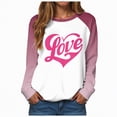 thumbnail image 1 of HCNTES Womens Girls Valentines Long Sleeve Love Heart Print T-Shirt Top Spring Casual Fashion Round Neck Sweatshirt Pullover Comfortable Leisure Wear(A-Brick Red,M), 1 of 9