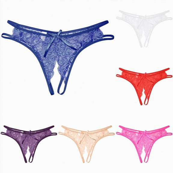 HCNTES Womens Lace G-String Thongs Panties Underwear Low Rise T-Back Underpants One Size