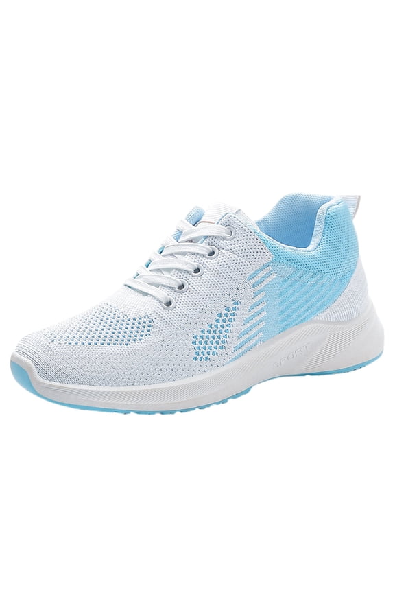 Womens Ladies Walking Tennis Shoes Slip on Lightweight Casual Running Sneakers Soft Sole Comfortable Trainers(Light Blue,40)