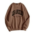 thumbnail image 1 of HCNTES Womens Oversized Crewneck Sweatshirts Hoodies Fall Outfits Fashion Teen Girls Y2k Winter Clothes（Brown,L), 1 of 6