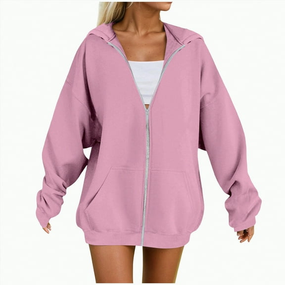 HCNTES Womens Oversized Hoodies Fleece Hooded Sweatshirts Comfy Casual Pullover Fall Winter Outfits Long Sleeve Tops(XL,C256-Pink)