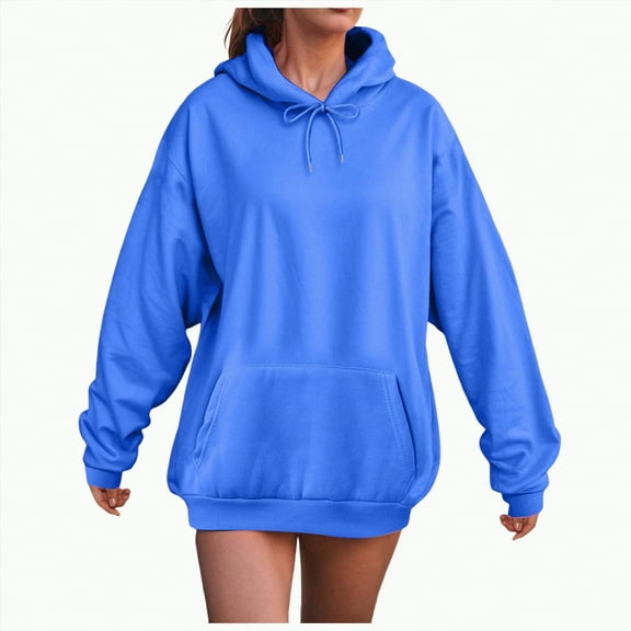 HCNTES Womens Oversized Hoodies Fleece Sweatshirts Long Sleeve Sweaters Pullover Fall Outfits with Pocket(M,C18-Blue)