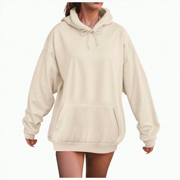 HCNTES Womens Oversized Hoodies Fleece Sweatshirts Long Sleeve Sweaters Pullover Fall Outfits with Pocket(S,C17-Beige)