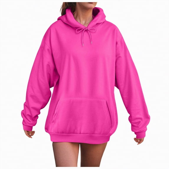 HCNTES Womens Oversized Hoodies Sweatshirts Fleece Hooded Pullover Tops Sweaters Casual Comfy Fall Fashion Outfits Clothes(4XL,C32-Hot Pink)
