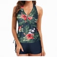 thumbnail image 1 of HCNTES Womens Plus Size Swimsuit Swim Tops Tankinis Floral Print Swim Shorts Pink Ladies Swimsuits with Tummy Control(AG,XL), 1 of 9