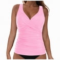 thumbnail image 1 of HCNTES Womens Plus Size Tankini Tops Built-in Bra Bathing Suit Tops Casual Loose Blouson Swimsuits Tops(Pink,M), 1 of 9