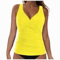 thumbnail image 1 of HCNTES Womens Plus Size Tankini Tops Built-in Bra Bathing Suit Tops Casual Loose Blouson Swimsuits Tops(Yellow,M), 1 of 9