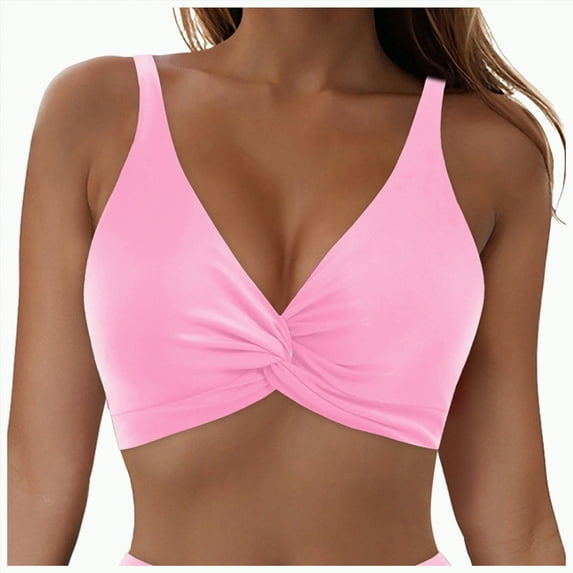 HCNTES Womens Underwire Bikini Top Push Up Bathing Suit Tops Padded Large Bust Swimsuits Tops Only(M,a102-Pink)