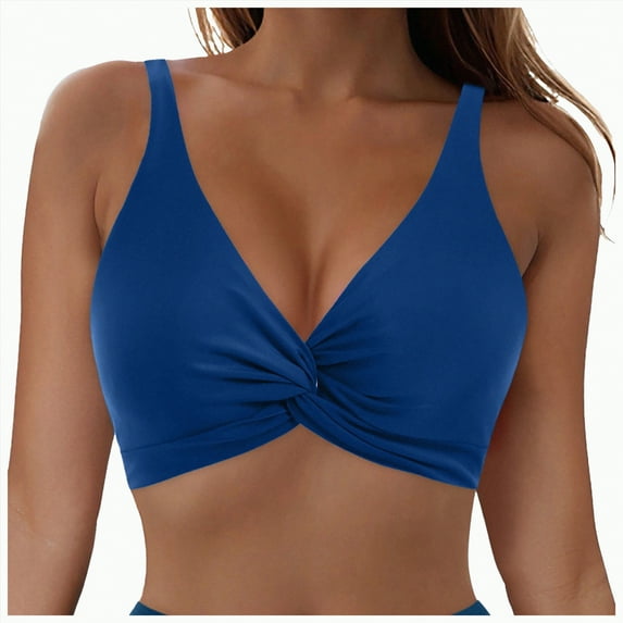 HCNTES Womens Underwire Bikini Top Push Up Bathing Suit Tops Padded Large Bust Swimsuits Tops Only(M,a93-Blue)