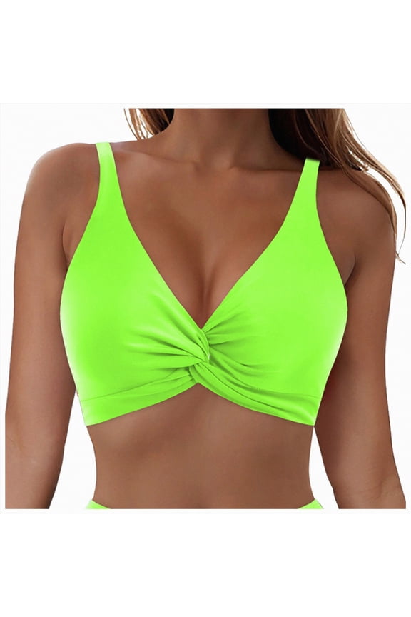 Womens Underwire Bikini Top Push Up Bathing Suit Tops Padded Large Bust Swimsuits Tops Only(XL,a96-Green)