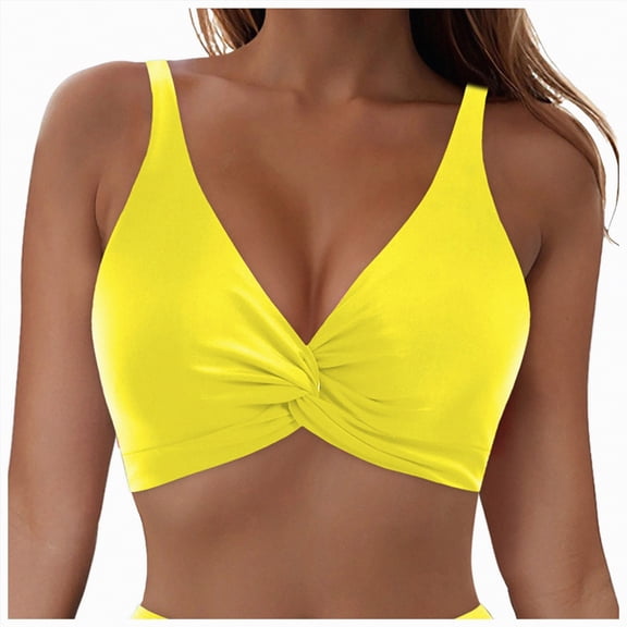 HCNTES Womens Underwire Bikini Top Push Up Bathing Suit Tops Padded Large Bust Swimsuits Tops Only(XXL,a104-Yellow)