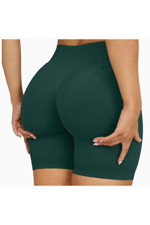 Workout Biker Shorts for Women High Waisted Tummy Control Spandex Booty Shorts for Gym Yoga Volleyball (Green,XL)