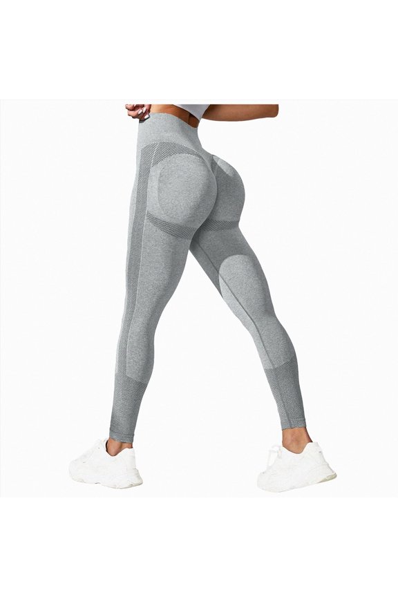 Workout Leggings for Women Seamless Scrunch Butt Lifting Leggings Booty High Waisted Yoga Pants Comfort Tights (Grey,L)