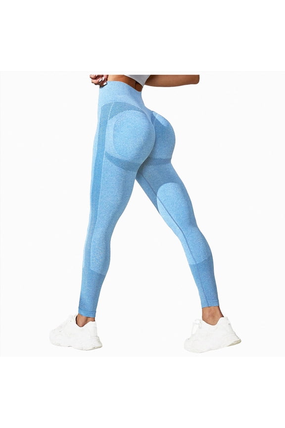 Workout Leggings for Women Seamless Scrunch Butt Lifting Leggings Booty High Waisted Yoga Pants Comfort Tights (Sky Blue,M)