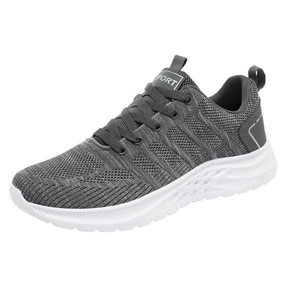 HCNTES mens running shoes tennis sneakers walking slip on gym workout athletic breathable jogging sport casual shoe(Grey,41)