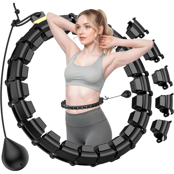 HCOIW Plus Size Silent Weighted Hula Infinity Fitness Detachable Hoops 65-Inch 32 Knot, Smart Noiseless for Women, Waist and Abdominal Home Weight Loss Exercise Fit Hoop