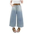 thumbnail image 1 of HCPDER Baggy Jeans For Teens Jeans For Girls 12-14 Girls Jeans Cargo Pants Baggy Wide Leg High Elastic Waistband Kids Straight Denim Pant With Pockets Youth 7-8 Years, 1 of 8