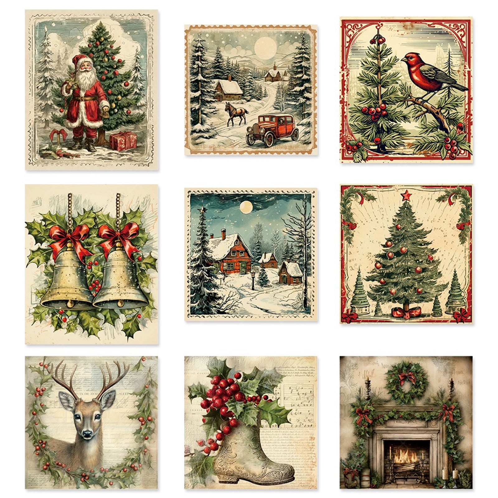 HCPDER Christmas Decorations Vintage Sticker Labels Unique Design of 9