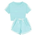 thumbnail image 1 of HCPDER Girls Size 8 Summer Clothes Toddler Outfits For Girls Kids Summer Sport T-Shirt And Shorts Set Plaid Print Clothing Sets Tracksuit Green 13-14 Years, 1 of 5