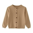 thumbnail image 1 of HCPDER Girls' Sweaters Girls Sweater Girls' Cardigans Sweater Cotton Button Solid Long Sleeve Knit Sweaters 18-24 Months, 1 of 4