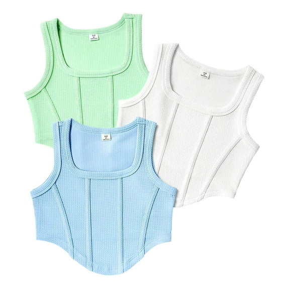 HCPDER White Tank Top Girls Girls Shirts Size 7-8 Tank Tops Crew Neck Cropped Basic Sleeveless Dance Yoga 8-9 Years