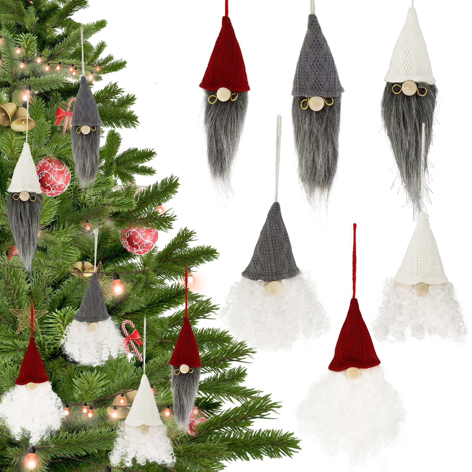 HCQXNSL 6Pcs Christmas Tree Gnomes Ornaments Hanging Gnome Tree