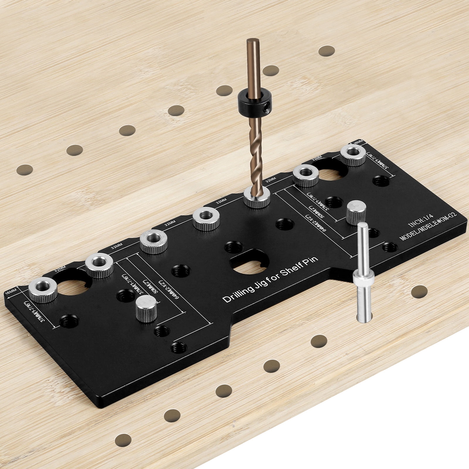 HCQXNSL Shelf Pin Jig 1/4 Inch Aluminum Alloy Shelf Pin Drilling Guide